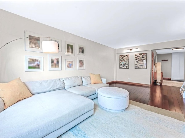 29-49 137th St Unit 6G, Flushing, NY 11354 - living area featuring hardwood / wood-style floors and baseboards