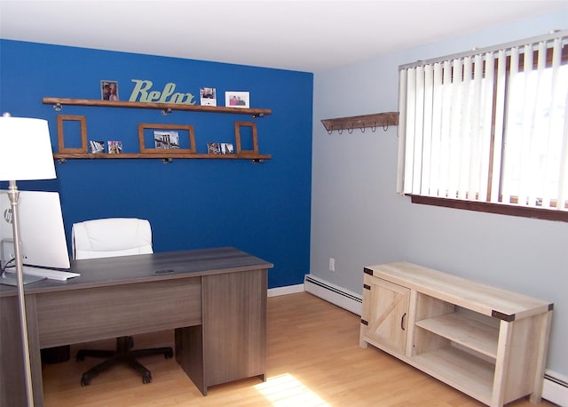 5 Windham Ln, Ronkonkoma, NY 11779 - office with a baseboard radiator and light wood-style floors