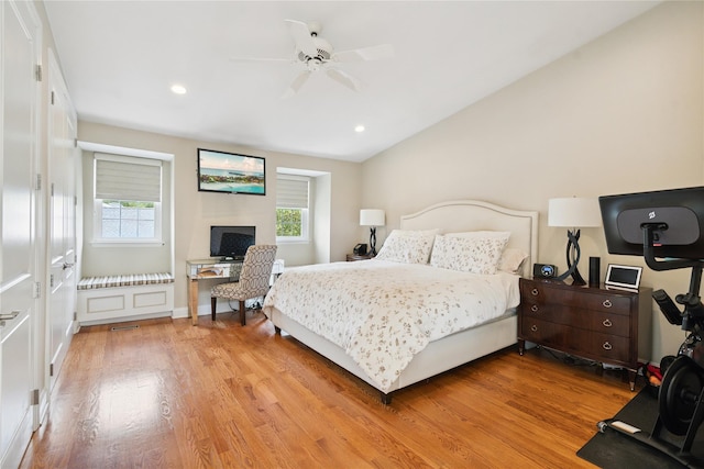 28 The Mews, Syosset, NY 11791 - bedroom with light wood finished floors, recessed lighting, and a ceiling fan