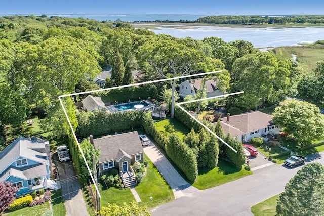 3120 Grathwohl Rd, New Suffolk, NY 11956 - aerial view of property's location with property parcel outlined and a nearby body of water