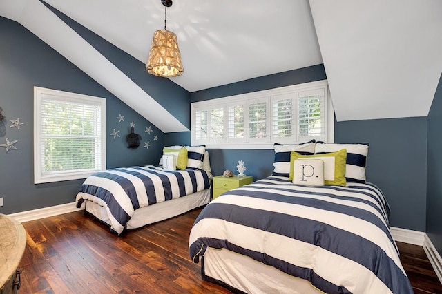 3120 Grathwohl Rd, New Suffolk, NY 11956 - bedroom with vaulted ceiling and wood finished floors