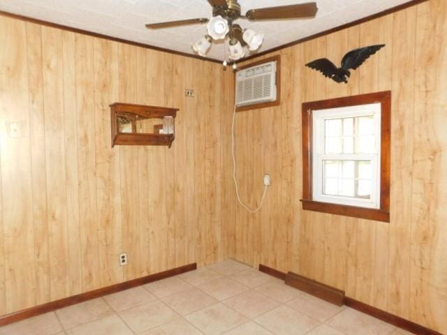 967 State Route 17k, Montgomery, NY 12549 - spare room featuring wooden walls, a ceiling fan, and a wall unit AC