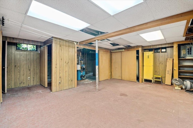 20 Deb St, Plainview, NY 11803 - below grade area with wooden walls and a paneled ceiling
