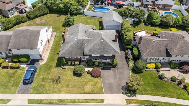 20 Deb St, Plainview, NY 11803 - aerial perspective of suburban area featuring a pool area