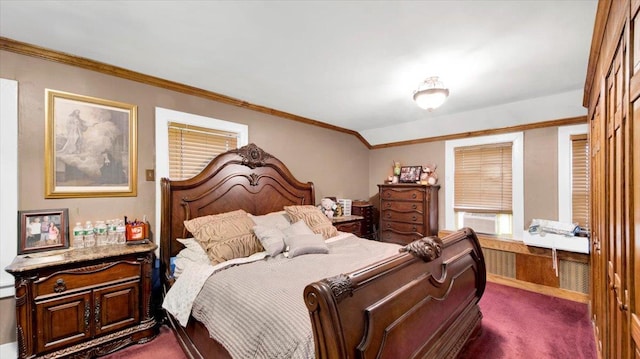20 Overhill Pl, Yonkers, NY 10704 - bedroom with dark colored carpet, cooling unit, and ornamental molding