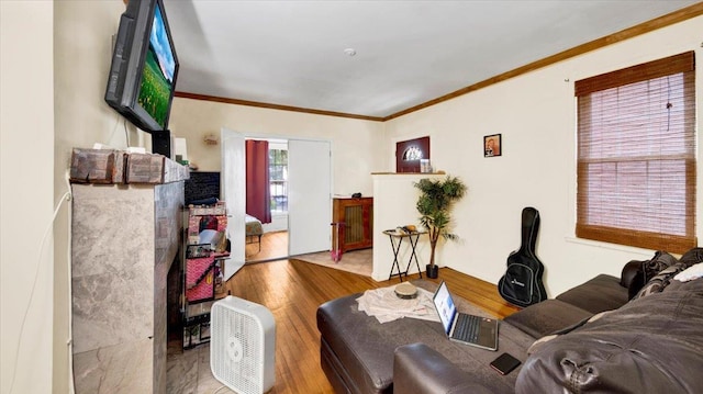 20 Overhill Pl, Yonkers, NY 10704 - living area featuring ornamental molding and wood finished floors