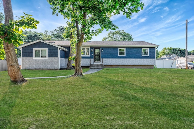 15 Aron Dr, Bohemia, NY 11716 - single story home with entry steps and stone siding
