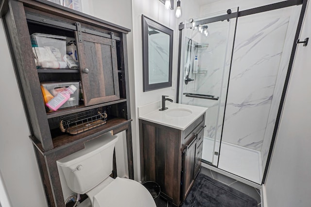 15 Aron Dr, Bohemia, NY 11716 - bathroom featuring a marble finish shower and vanity