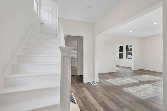 111/2 Dolson Ave, Middletown, NY 10940 - staircase with wood finished floors and recessed lighting