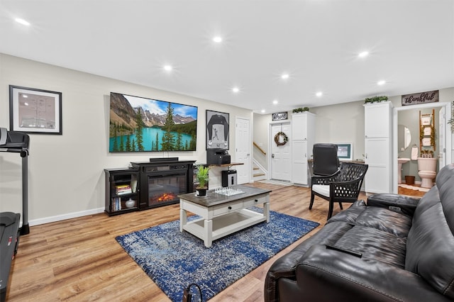 311 Myers Corners Rd, Wappingers Falls, NY 12590 - living area with light wood-style floors, recessed lighting, and stairway