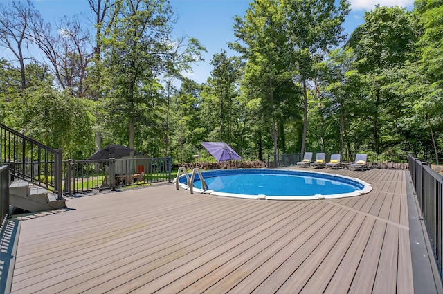 311 Myers Corners Rd, Wappingers Falls, NY 12590 - view of pool with a deck, stairs, and view of wooded area