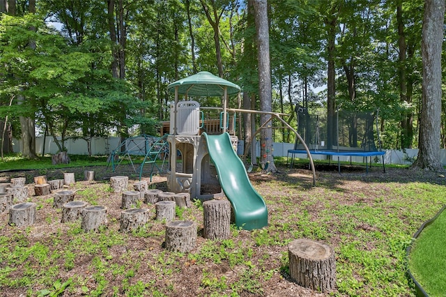 311 Myers Corners Rd, Wappingers Falls, NY 12590 - community play area with a trampoline and a fenced backyard