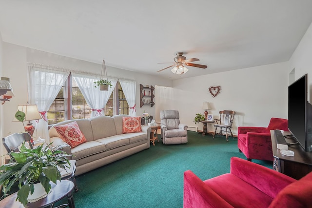 12 Pine Cone St, Middle Island, NY 11953 - living room with carpet and ceiling fan