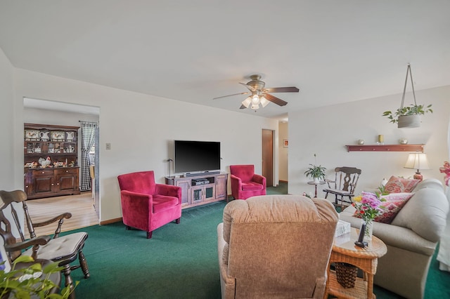 12 Pine Cone St, Middle Island, NY 11953 - carpeted living area with a ceiling fan and baseboards