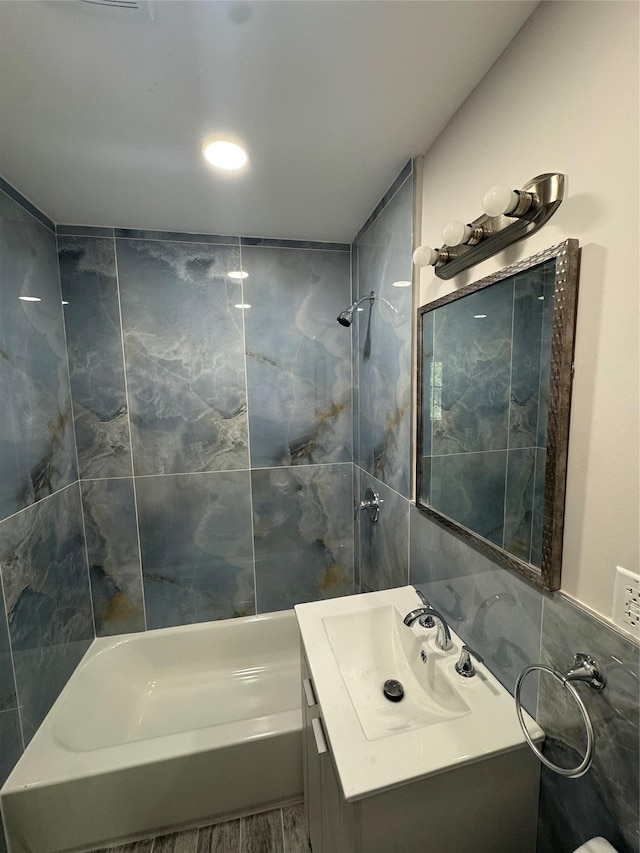 1611 Research Ave, Bronx, NY 10465 - full bathroom featuring vanity, shower / washtub combination, and wood finished floors