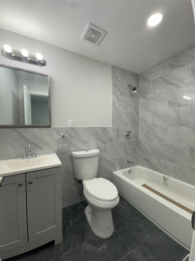 1611 Research Ave, Bronx, NY 10465 - bathroom with vanity, washtub / shower combination, and tile walls