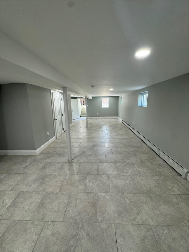 1611 Research Ave, Bronx, NY 10465 - below grade area with a baseboard heating unit and baseboards