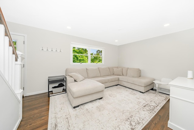 14 Crocus Ct, West Babylon, NY 11704 - living room featuring dark wood finished floors and recessed lighting