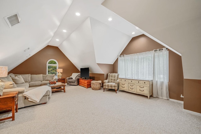 6 Memas Ct, Dix Hills, NY 11746 - carpeted living area featuring recessed lighting and vaulted ceiling