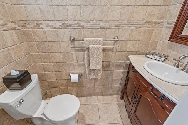 20 Tulipwood Dr, Commack, NY 11725 - bathroom with tile walls, vanity, and tile patterned floors