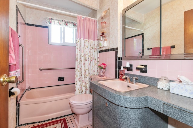 2 Nautilus Ave, Plainview, NY 11803 - full bathroom with shower / tub combo, vanity, and tile walls
