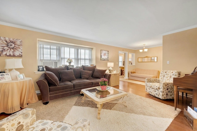 124 Robins Unit 124, New Rochelle, NY 10801 - living area with a chandelier, crown molding, plenty of natural light, and wood finished floors