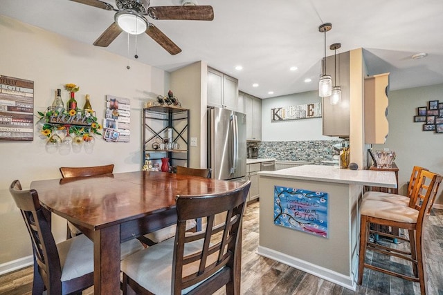 42 Richmond Blvd Unit 3B, Ronkonkoma, NY 11779 - dining space with wood finished floors, ceiling fan, and recessed lighting