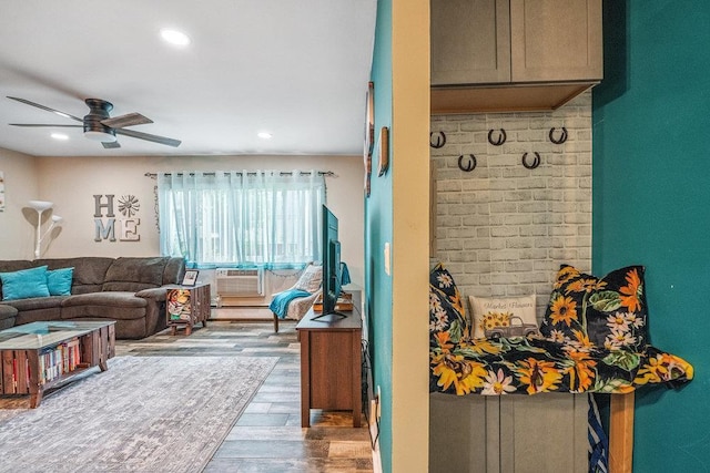 42 Richmond Blvd Unit 3B, Ronkonkoma, NY 11779 - mudroom with wood finished floors, ceiling fan, and recessed lighting