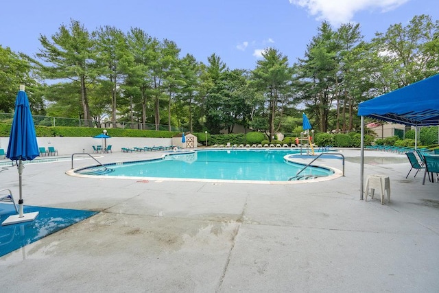 42 Richmond Blvd Unit 3B, Ronkonkoma, NY 11779 - community pool featuring a patio and view of wooded area