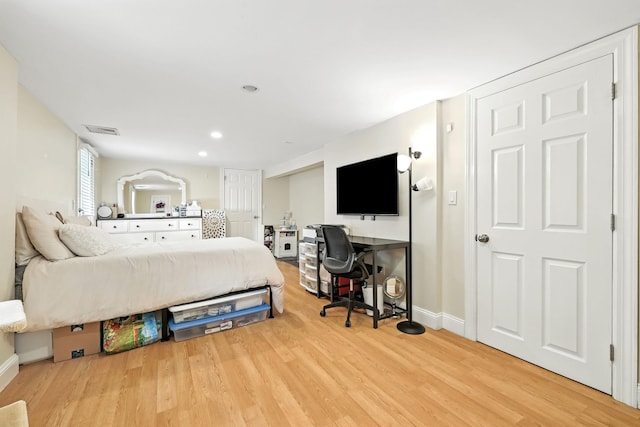 27 S Goodwin Ave, Elmsford, NY 10523 - bedroom featuring light wood-style flooring, an office area, and recessed lighting