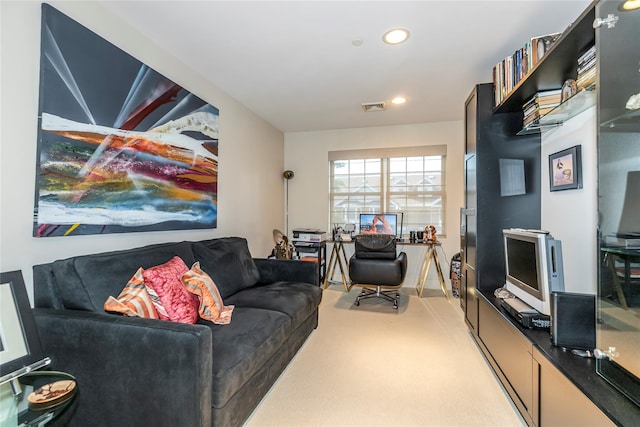 1 Portico Ct Unit 200, Great Neck, NY 11021 - living area with a desk, recessed lighting, and light carpet