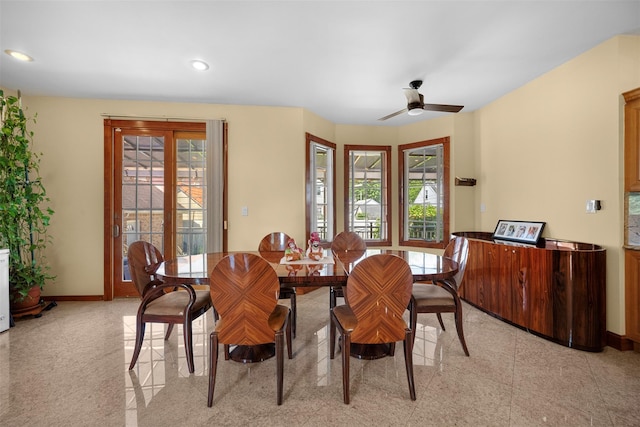 83-14 266th St, Glen Oaks, NY 11004 - dining space featuring ceiling fan and recessed lighting
