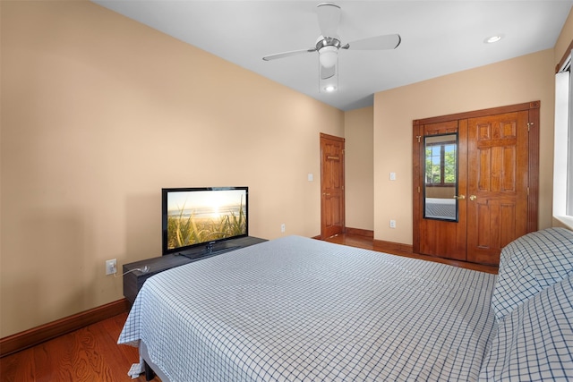 83-14 266th St, Glen Oaks, NY 11004 - bedroom featuring wood finished floors, recessed lighting, and a ceiling fan
