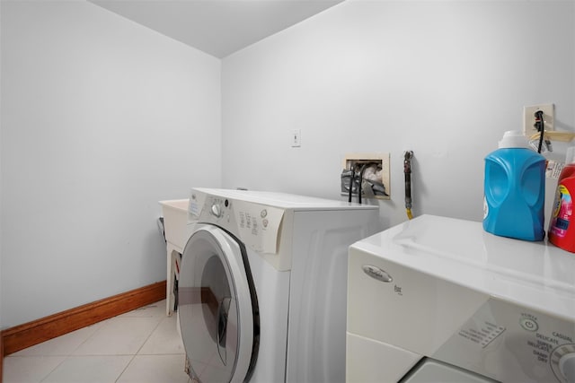 83-14 266th St, Glen Oaks, NY 11004 - laundry room with washer and clothes dryer and light tile patterned floors