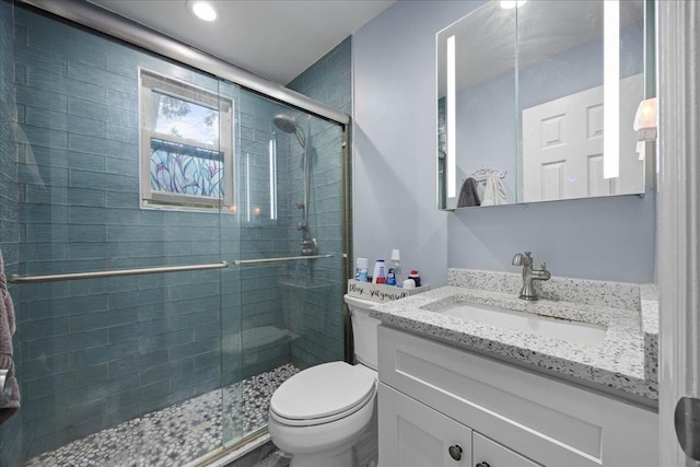1690 Grand Ave Unit A16, Baldwin, NY 11510 - bathroom featuring vanity, a shower stall, and recessed lighting