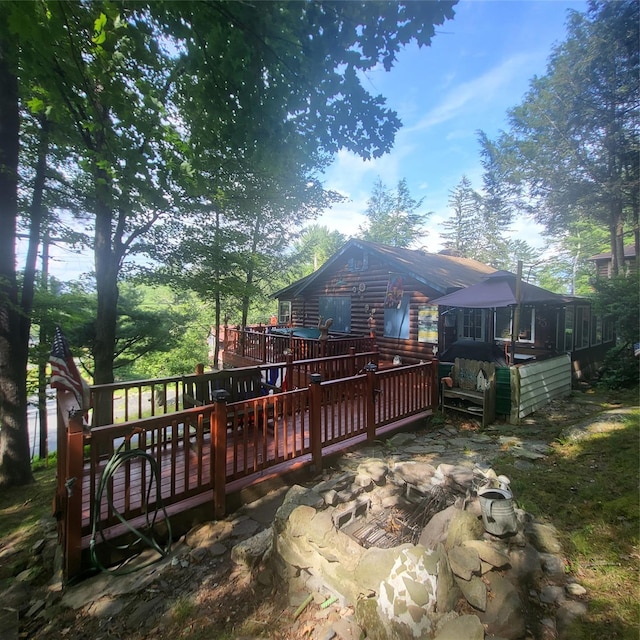 28 E Sullivan Pl, Smallwood, NY 12720 - rear view of property featuring a wooden deck