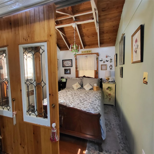28 E Sullivan Pl, Smallwood, NY 12720 - bedroom with wood ceiling and wooden walls