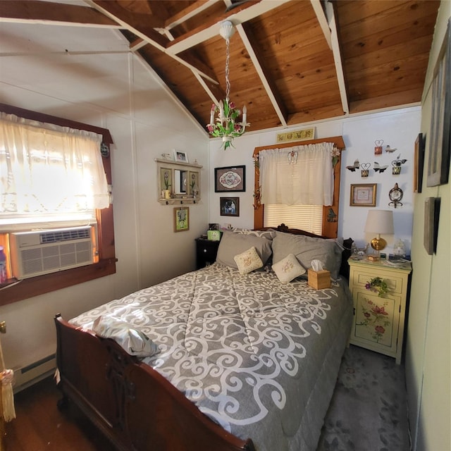 28 E Sullivan Pl, Smallwood, NY 12720 - bedroom featuring wood ceiling and cooling unit