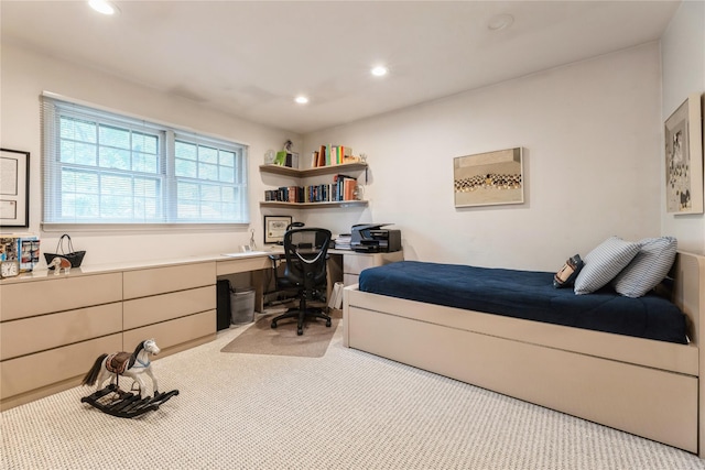 43 Woodglen Dr, New City, NY 10956 - carpeted bedroom with built in desk and recessed lighting
