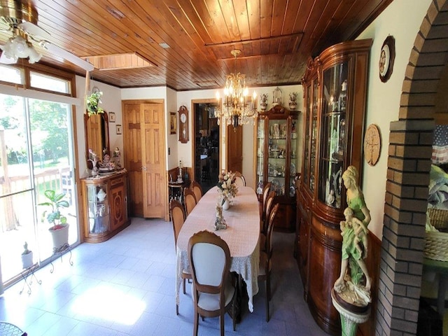 139 Haddock Rd, Monticello, NY 12701 - dining room featuring a chandelier and wooden ceiling