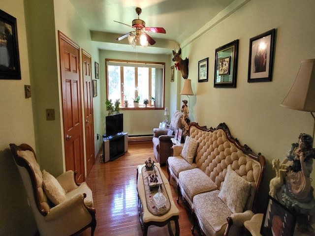 139 Haddock Rd, Monticello, NY 12701 - living room with a ceiling fan and wood finished floors