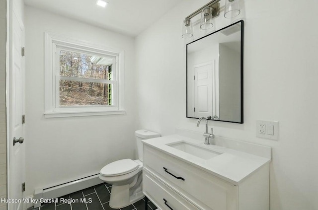 1601 Rte 199, Red Hook, NY 12571 - bathroom with a baseboard radiator, vanity, and tile patterned floors