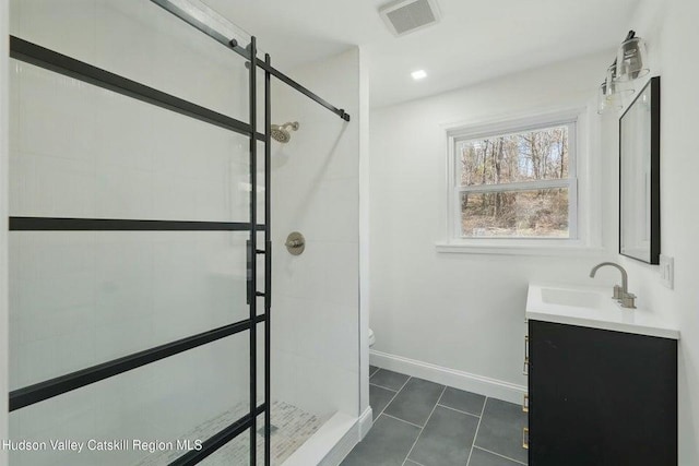 1601 Rte 199, Red Hook, NY 12571 - bathroom with a shower stall, vanity, and tile patterned flooring