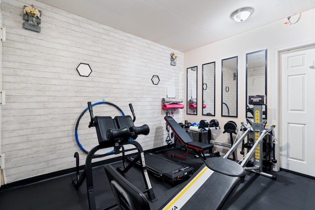 81 Baldwin Rd, Hempstead, NY 11550 - workout room featuring wood walls