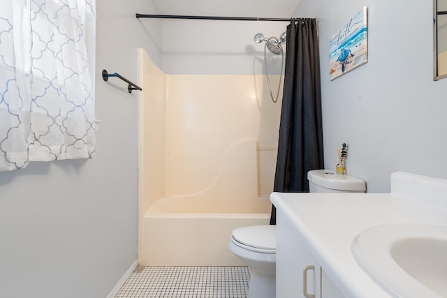 81 Baldwin Rd, Hempstead, NY 11550 - bathroom with vanity, shower / tub combo with curtain, and tile patterned flooring