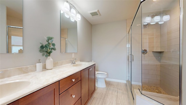 9 Shaw Ln, East Moriches, NY 11940 - bathroom with a stall shower and double vanity