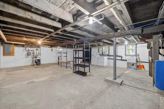 1095 State Route 94, New Windsor, NY 12553 - below grade area with washer and dryer, electric panel, and a heating unit