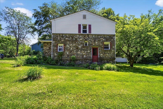 1095 State Route 94, New Windsor, NY 12553 - view of front of house featuring stone siding and a front lawn