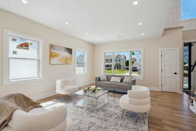 11 Vernon St, Plainview, NY 11803 - living area featuring wood finished floors and recessed lighting