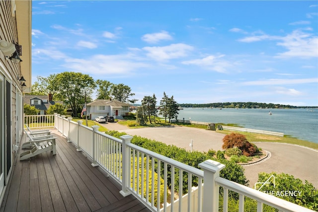 50 Ships Point Ln, Oyster Bay, NY 11771 - wooden terrace with a water view